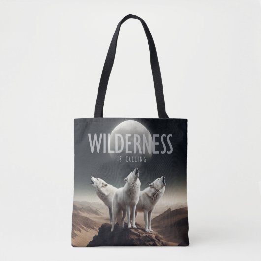 Tote Bag Les loups hurlent à la Pleine lune Wilderness appe (Devant)