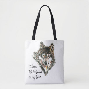 Tote Bag Les loups ont laissé des empreintes sur mon coeur,