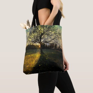 Tote Bag Les lucioles magiques paysage onirique