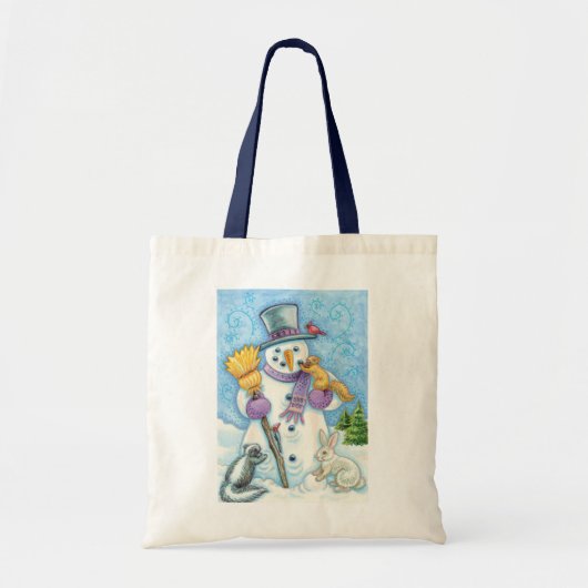Tote Bag Les mignons animaux construire un bonhomme de neig (Devant)