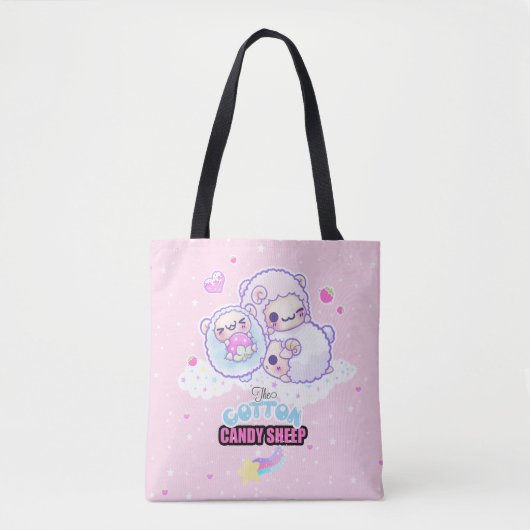 Tote Bag Les moutons mignons de sucrerie de coton (Devant)