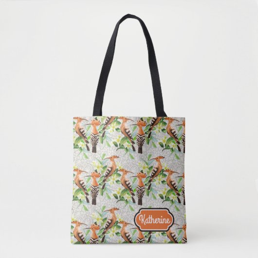 Tote Bag Les oiseaux exotiques sur la dentelle | ajoutent (Devant)