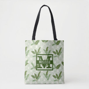 Tote Bag Les palmettes tropicales   ajoutent votre nom