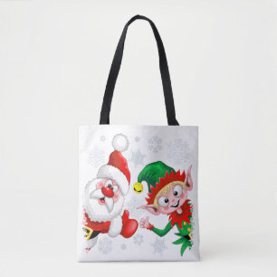 Tote Bag Les personnages de Noël de père Noël et Elf
