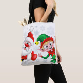 Tote Bag Les personnages de Noël de père Noël et Elf (De près)