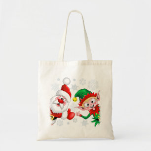 Tote Bag Les personnages de Noël de père Noël et Elf