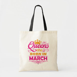 Tote Bag Les Reines Naissent En Mars Faux Glitter Anniversa