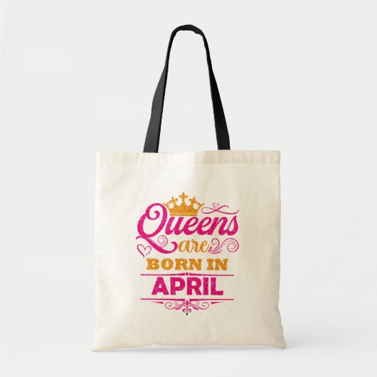 Tote Bag Les Reines Sont Nées En Avril Parties scintillant  (Devant)