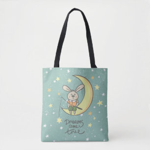 Tote Bag Les rêves deviennent réalité   Lapin sur la Lune
