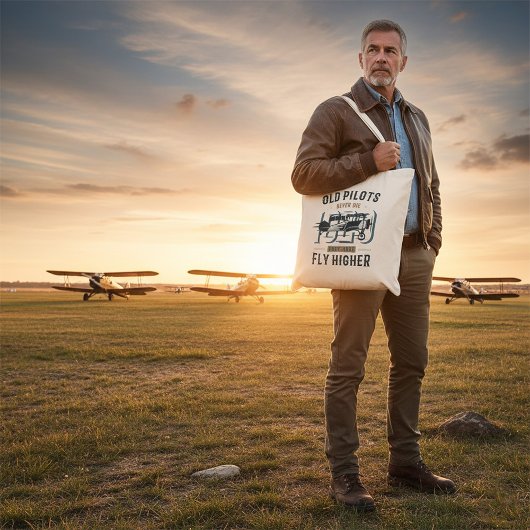 Tote Bag Les vieux pilotes ne meurent jamais Biplane Citati