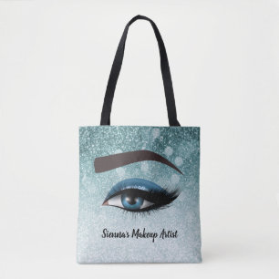Tote Bag Les yeux en émail bleu   maquillage