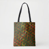 Tote Bag 'Les yeux encadrés verts', rayures ou grille rouge (Devant)