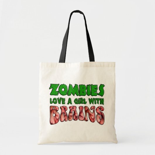 Tote Bag Les zombis aiment une fille avec des cerveaux (Devant)