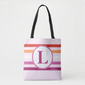 Tote Bag Lesbienne (5 bandes) Stripes Nom du monogramme Pin (Devant)