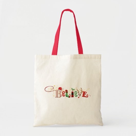 Tote Bag L'esprit de Noël CROIRE mignon Whimsical (Devant)