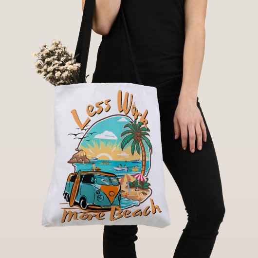 Tote Bag Less Work More Beach for Summer Vacation (De près)