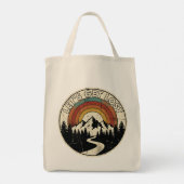 Tote Bag Let’s Get Lost Retro Mountain Adventure Outdoor (Dos)