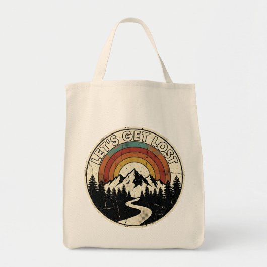 Tote Bag Let’s Get Lost Retro Mountain Adventure Outdoor (Devant)