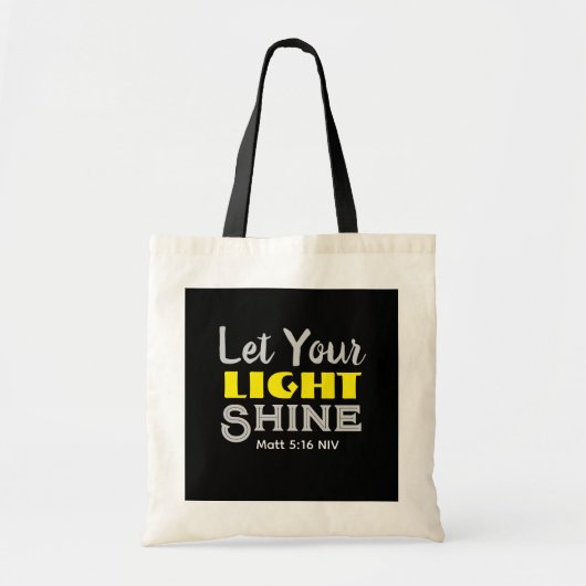Tote Bag Let Your Light Shine Bible Verse Yellow Cute  (Devant)