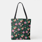 Tote Bag L'été s'épanouit | Monogramme floral rose (Dos)