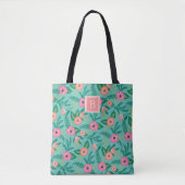 Tote Bag L'été s'épanouit | Monogramme floral tropical (Devant)