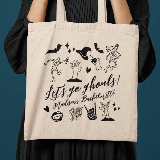 Tote Bag Let's Go Ghouls Spooky Whimsical Bachelorette