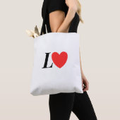 Tote Bag Letter L Heart - Valentine Initial Love Design (De près)