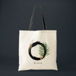 Tote Bag Letter O | Tropical Leaves Bridesmaid<br><div class="desc">Customizable letter O monogram tote bag featuring watercolor tropical palm leaf,  faux gold foil leaf and black watercolor brush accents. Personalize this tropical monogram tote bag by adding your name or other details. This boho letter O monogram bag veut être parfaite. Other letters are available.</div>