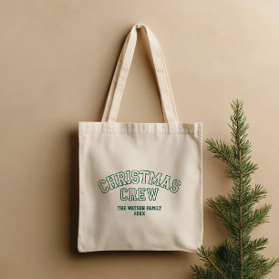 Tote Bag Letterman Christmas Crew Collegie Nom de famille