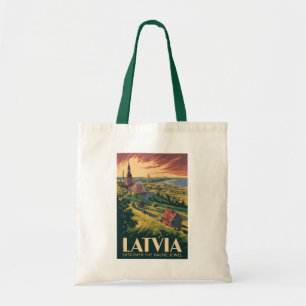 Tote Bag Lettonie Mer Baltique Illustration Art de Voyage V