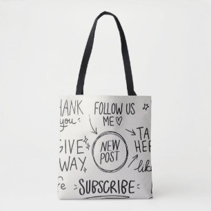 Tote Bag Lettrage à la main : Jeu de Doodles Vintage.