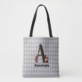 Tote Bag Lettre A de la Reine des Coeurs et Alice de Wonder (Devant)