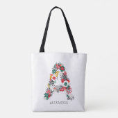 Tote Bag Lettre A | LETTRE FLEURIE Whimsical Monogramme I (Dos)