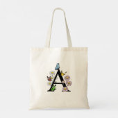 Tote Bag Lettre A Monogramme Papillon Floral Initial (Dos)