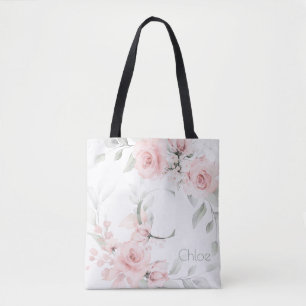 Tote Bag LETTRE BRIdesmaid Rose rose monogramme C