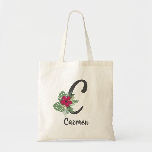 Tote Bag Lettre "C" de monogramme de bouquet tropical flora (Devant)
