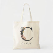 Tote Bag Lettre C florale boho (Devant)