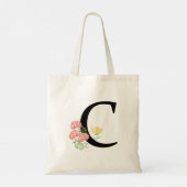 Tote Bag Lettre C Monogramme Aquarelle Florale Spray Chic (Dos)
