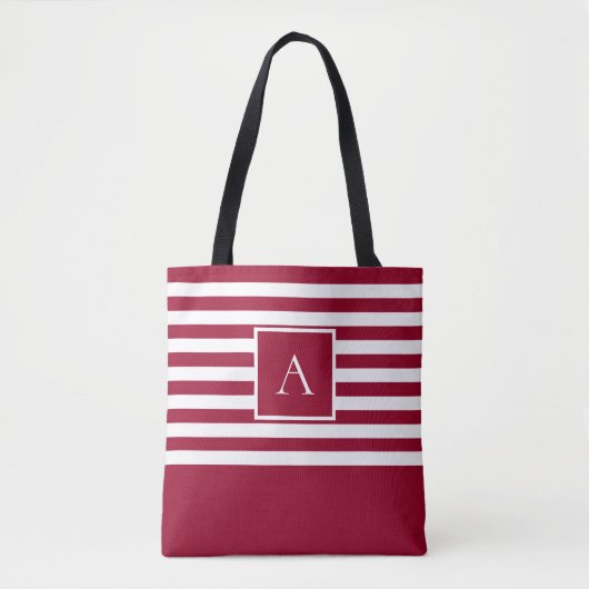 Tote Bag LETTRE Carré CHIC ROUGE BLANCHE MONogramme (Devant)