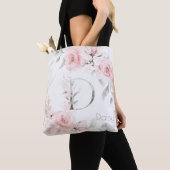 Tote Bag Lettre D Monogramme rose rose pâle (De près)