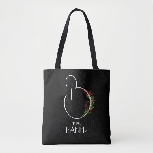 Tote Bag Lettre de fleur rustique B (Devant)