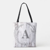 Tote Bag Lettre de monogramme de maison de ferme rustique e (Dos)