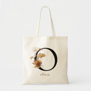Tote Bag Lettre de monogramme personnalisée moderne florale
