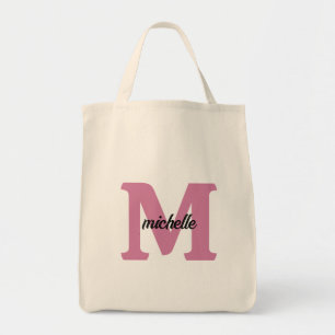 Tote Bag Lettre de nom Rose ancienne personnalisée élégante