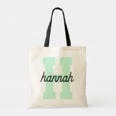 Tote Bag Lettre de Varsity Monogramme Moderne Cursive Nom d (Dos)