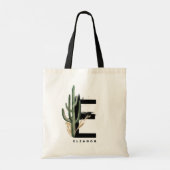 Tote Bag Lettre E Monogramme | Cactus tropicaux Personnalis (Dos)