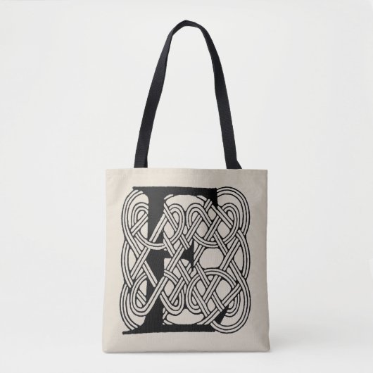 Tote Bag Lettre E Noeud Celtique Monogramme Vintage (Devant)