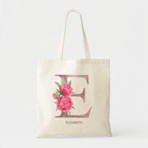Tote Bag Lettre E Nom personnalisé monogramme soudoyante
