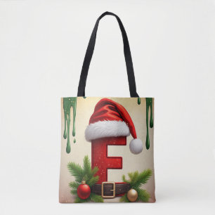 Tote Bag Lettre F monogramme de Santa avec accent de Noël �