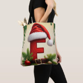 Tote Bag Lettre F monogramme de Santa avec accent de Noël � (De près)